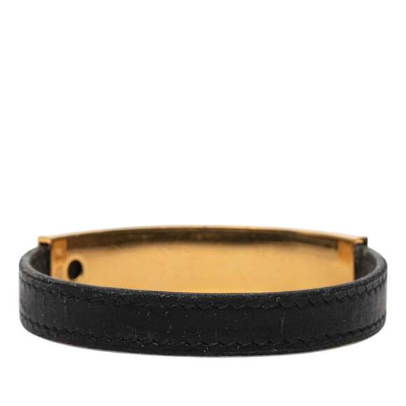 Hermes Puspus Bracelet in Black Gold Plated Leather for Women